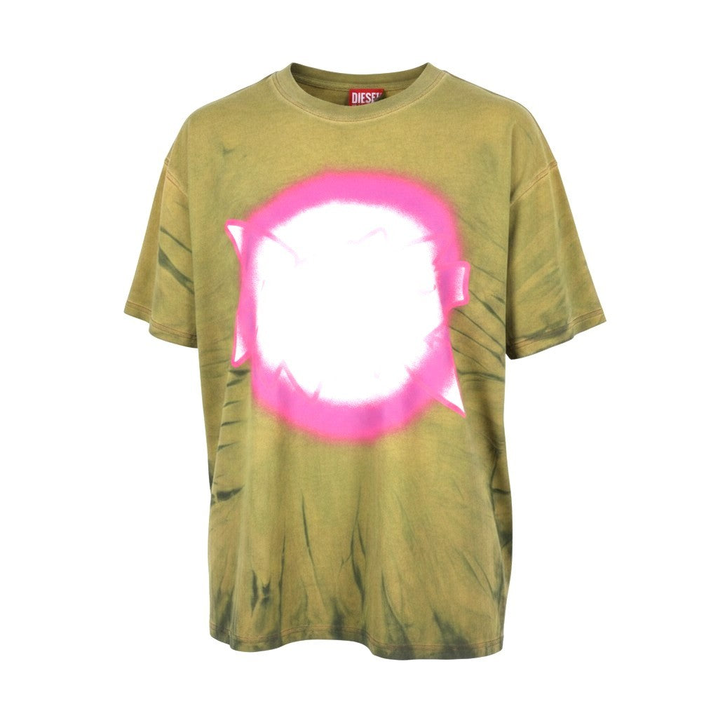 DIESEL T-Boxt-R24 Men T-Shirt M Green Oversized Printed Short Sleeved RRP150