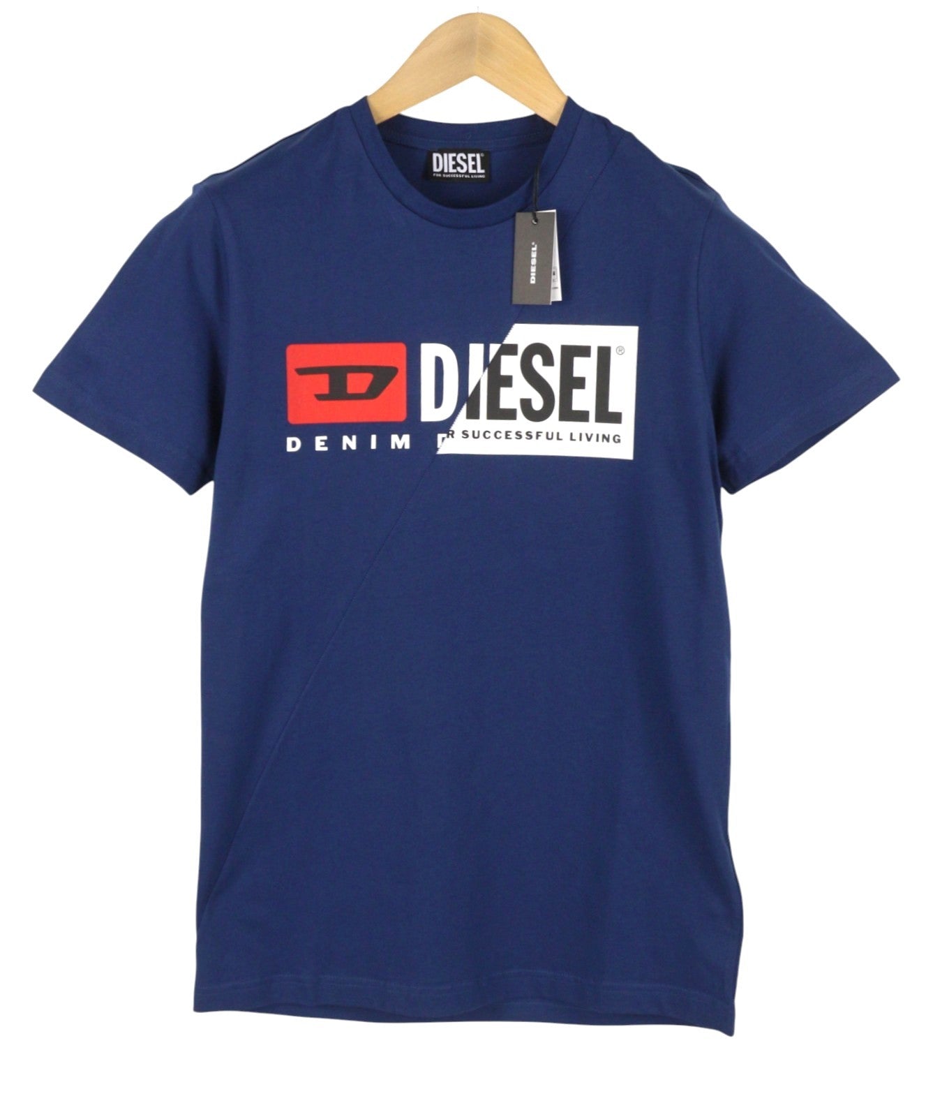 DIESEL T-Diego-Cuty Men T-Shirt M Blue Cotton Tricot Crew Short Sleeve