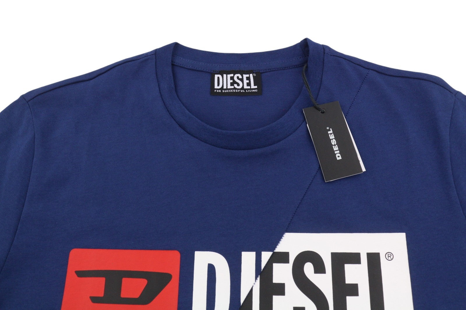 DIESEL T-Diego-Cuty Men T-Shirt M Blue Cotton Tricot Crew Short Sleeve