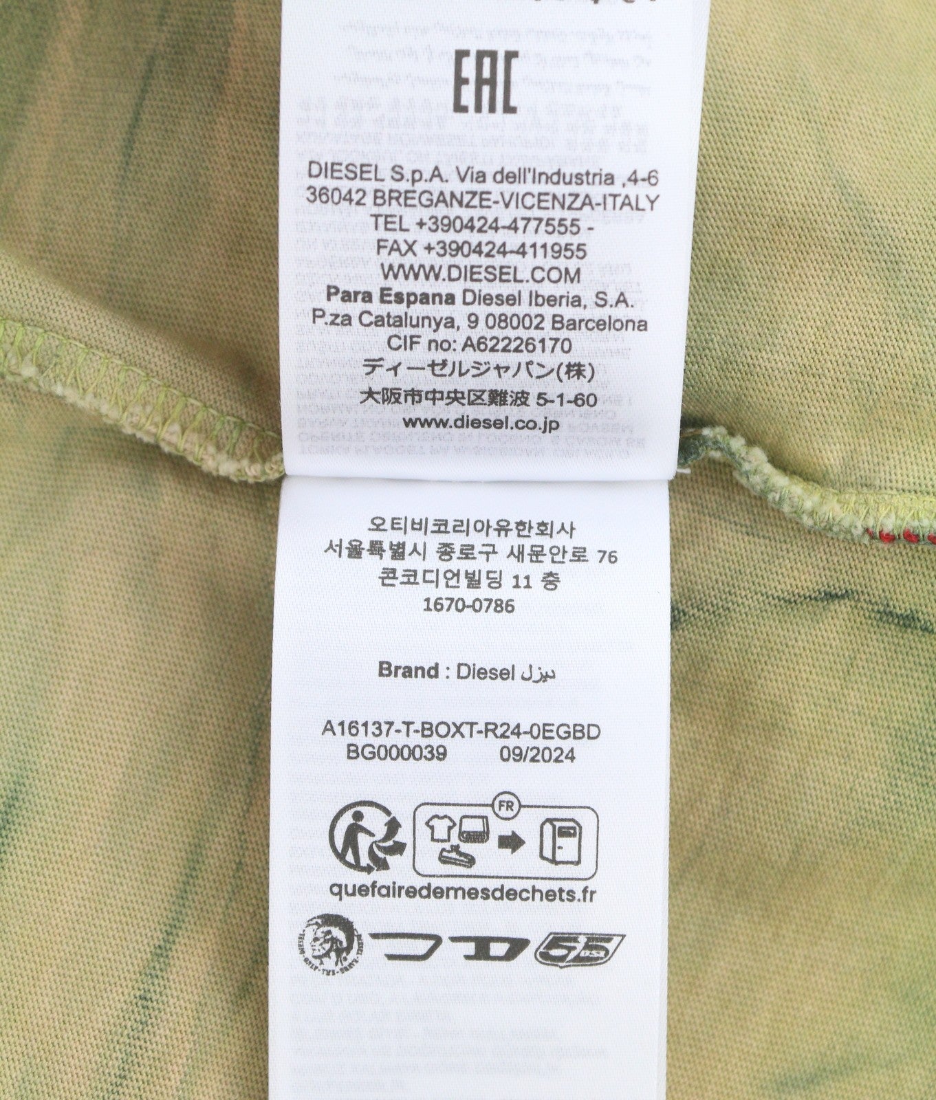 DIESEL T-Boxt-R24 Men T-Shirt L Green Oversized Print Short Sleeved RRP150
