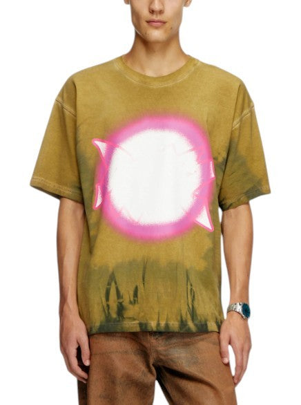DIESEL T-Boxt-R24 Men T-Shirt M Green Oversized Printed Short Sleeve RRP150