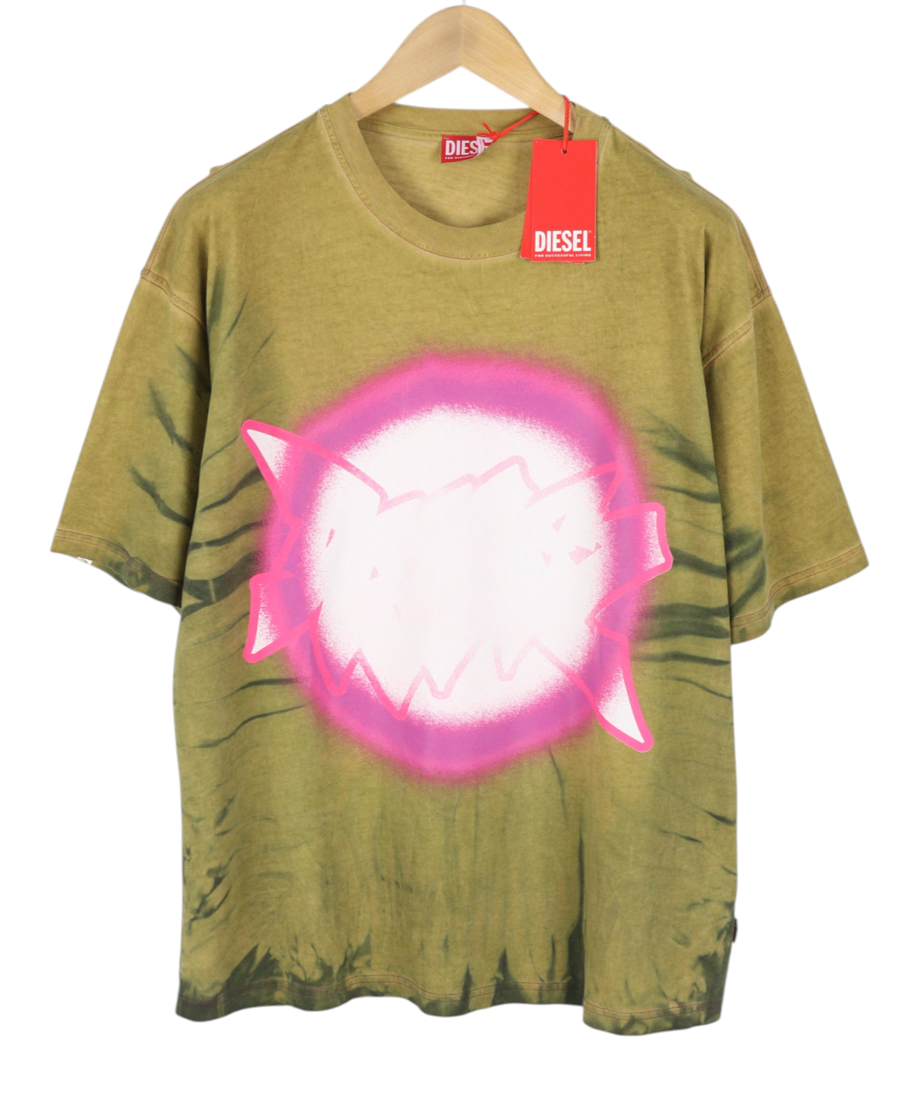 DIESEL T-Boxt-R24 Men T-Shirt M Green Oversized Printed Short Sleeve RRP150