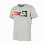 DIESEL T-Diego-Cuty Men T-Shirt L Grey Melange Crew Neck Short Sleeve