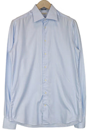 SUITSUPPLY Men Shirt 40-7/15 3/4L Slim Blue Pure Cotton Button-Up Classic