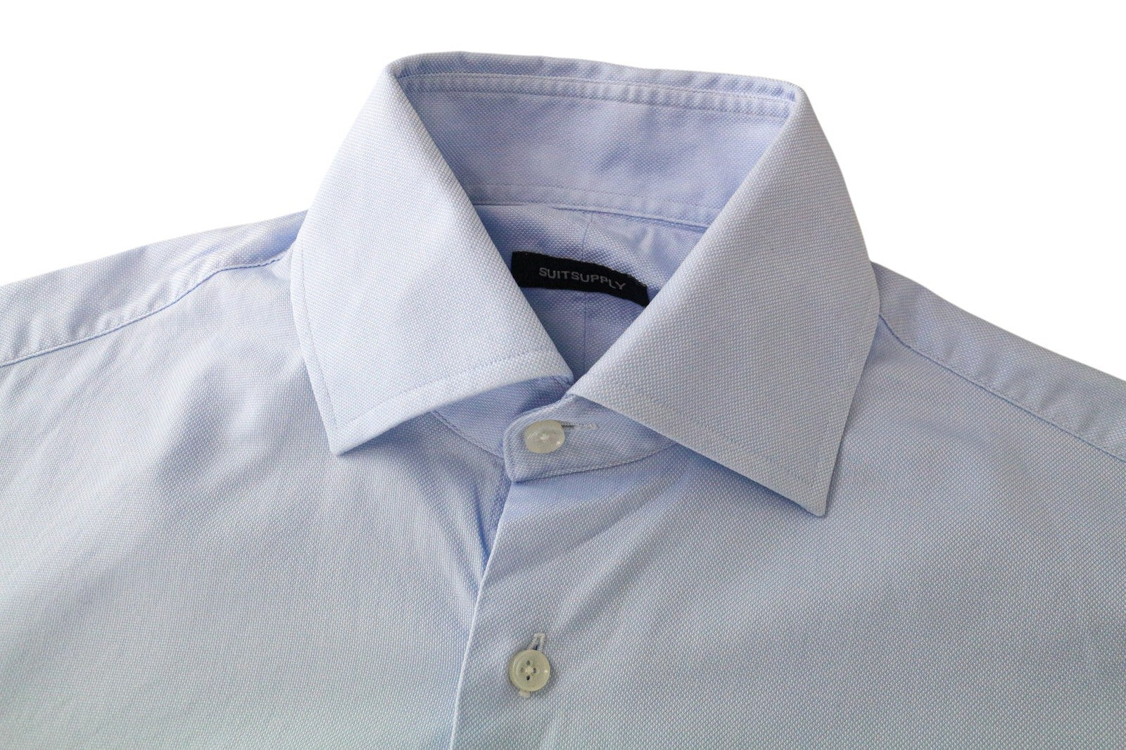 SUITSUPPLY Men Shirt 36/14 Blue Pure Cotton Button-Up Classic Long Sleeve
