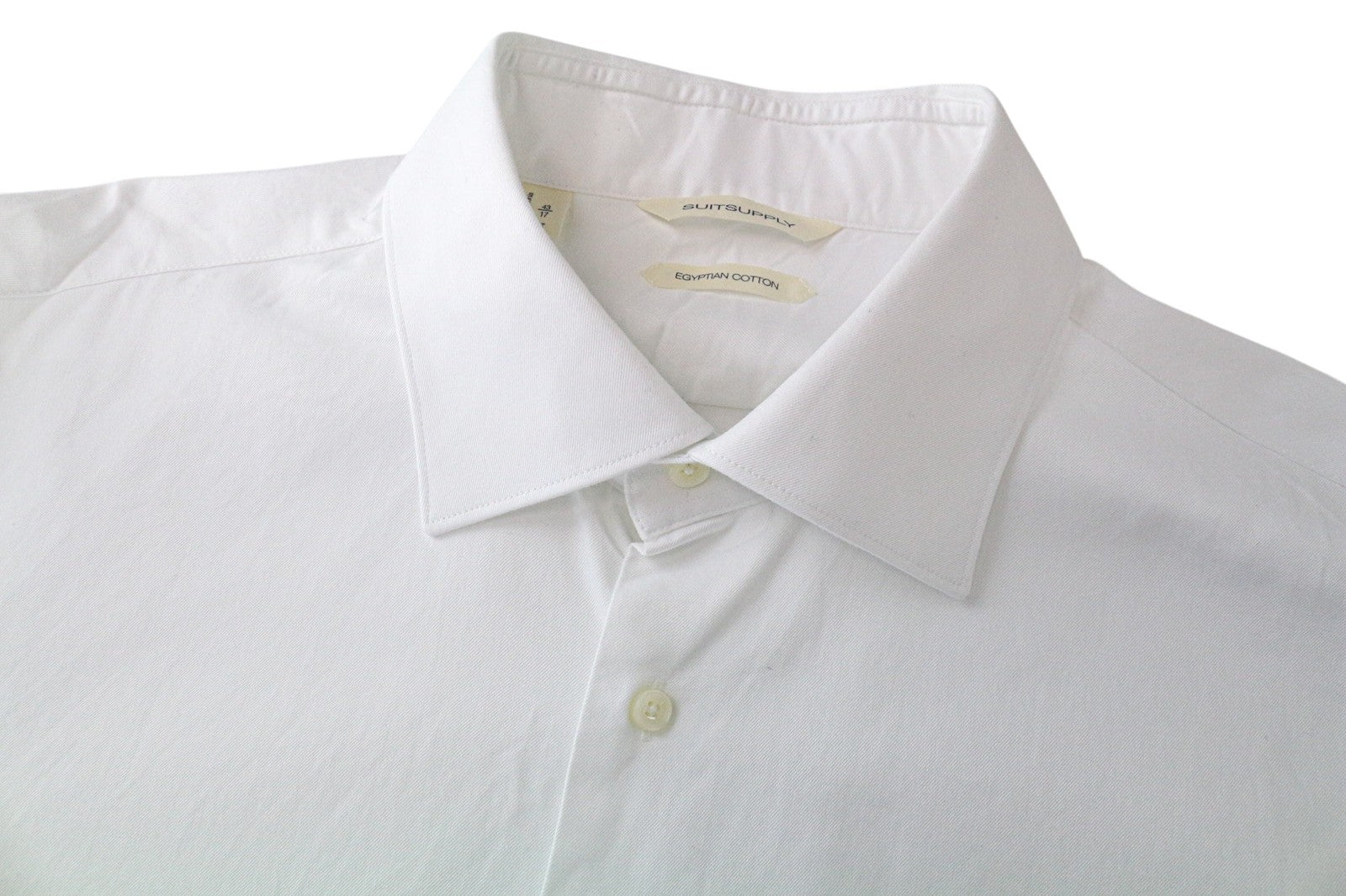 SUITSUPPLY Men Shirt 43/17 Slim Fit White Pure Cotton Long Sleeve Formal
