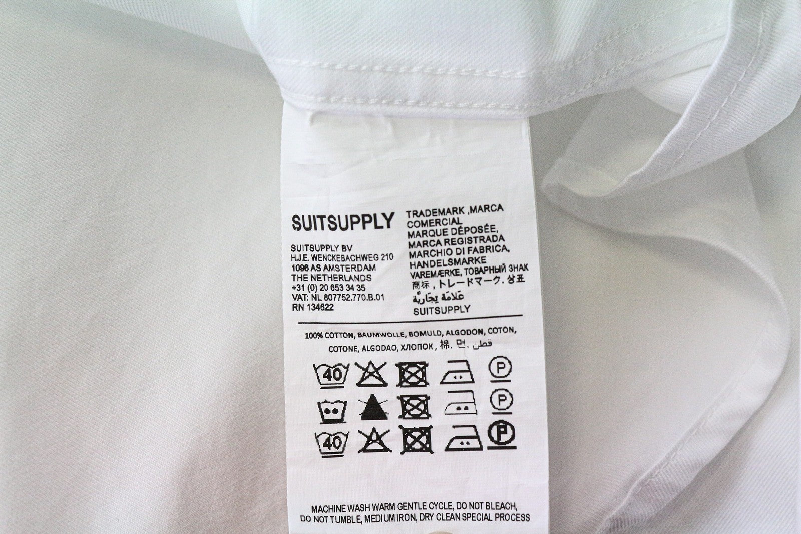 SUITSUPPLY Men Shirt 43/17 Slim Fit White Pure Cotton Long Sleeve Formal