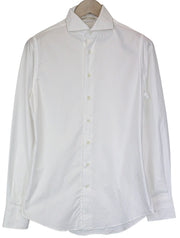 SUITSUPPLY Men Shirt ~2XS Slim Fit White Pure Cotton Cutaway Collar Formal