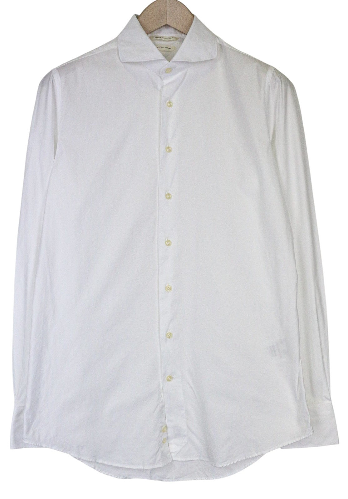 SUITSUPPLY Men Shirt 40/15 3/4 Extra Slim Pure Cotton White Cutaway Button-Up