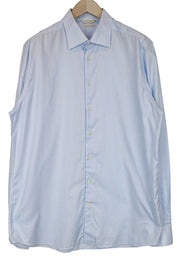 SUITSUPPLY Men Shirt 45-7/17 3/4L Slim Fit Formal Button-Up Blue Pure Cotton