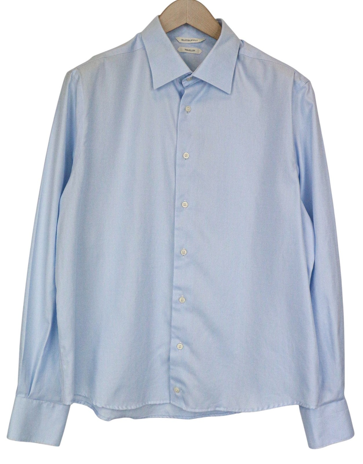 SUITSUPPLY Traveller Men Shirt ~M Blue Spread Collar Long Sleeved Classic