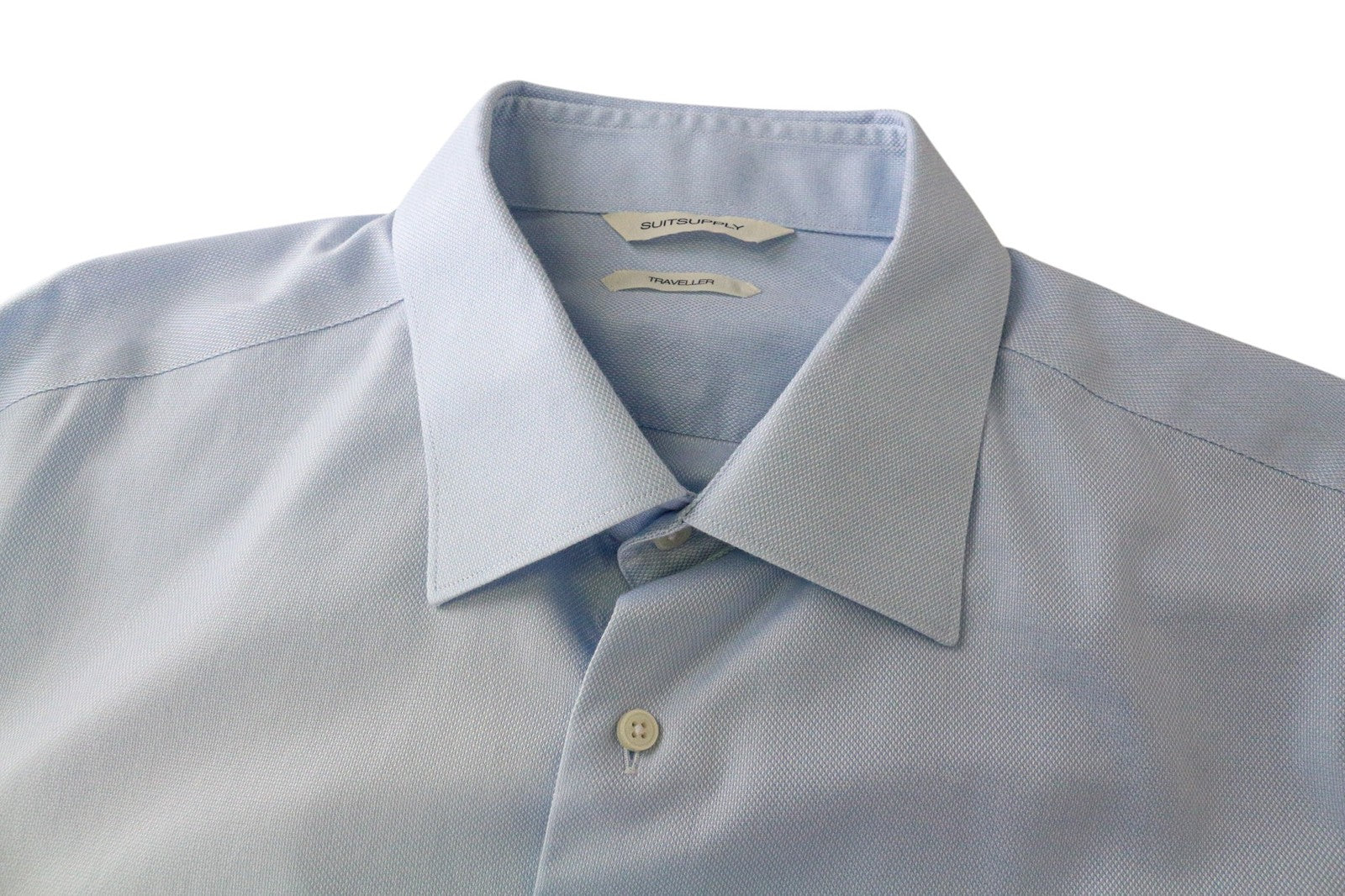 SUITSUPPLY Traveller Men Shirt ~M Blue Spread Collar Long Sleeved Classic