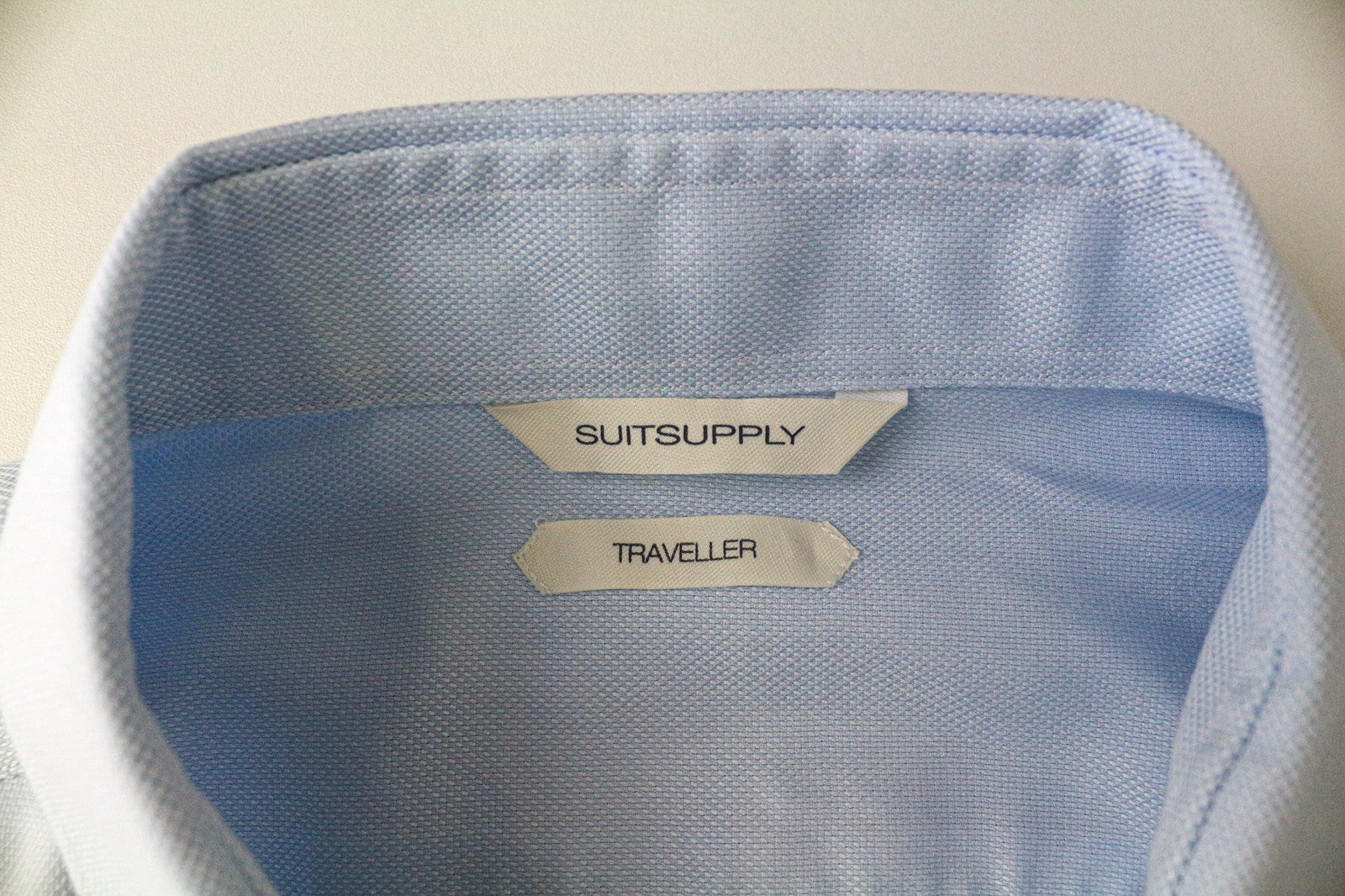 SUITSUPPLY Traveller Men Shirt ~M Blue Spread Collar Long Sleeved Classic