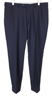 SUITSUPPLY Brescia Men Trousers UK48S Navy Flat-Front Classic Formal Slim Wool