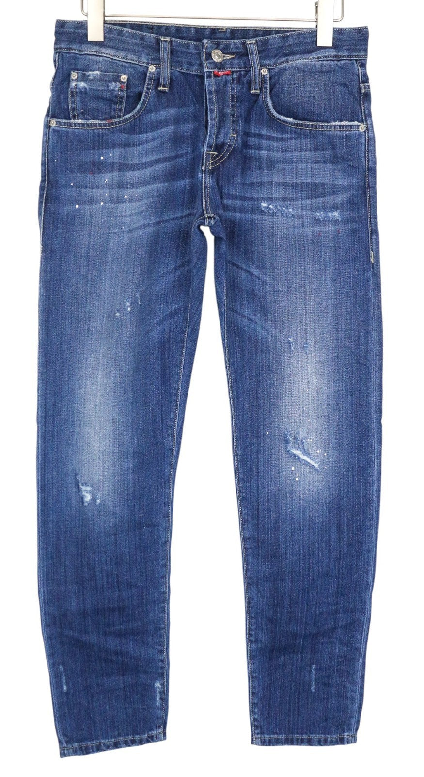 TAKESHY KUROSAWA TK 08 Men Jeans W32 Buttoned Blue Slim Distressed Non-Stretch