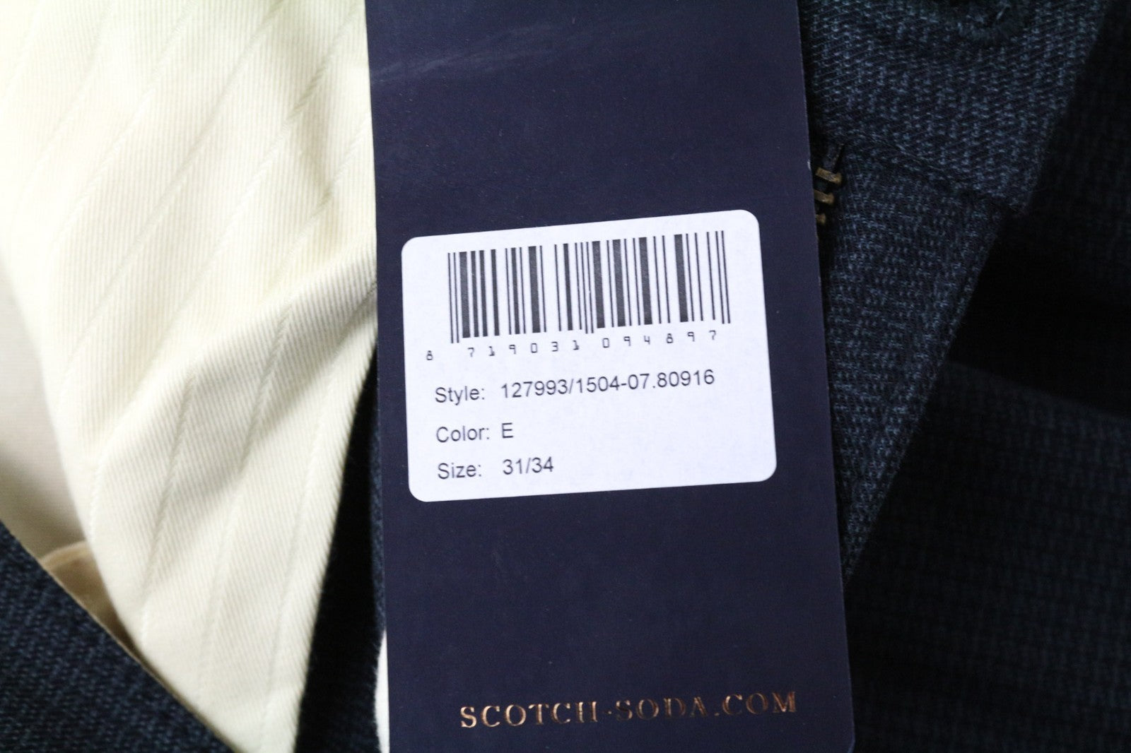 SCOTCH & SODA Stuart Men Trousers W31/L34 Grey Slim Fitted Melange Non-Stretch