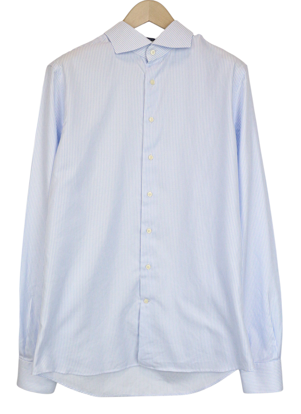 SUITSUPPLY Men Shirt 44L/ 17 1/2L Blue Extra Slim Striped Pure Cotton Try On