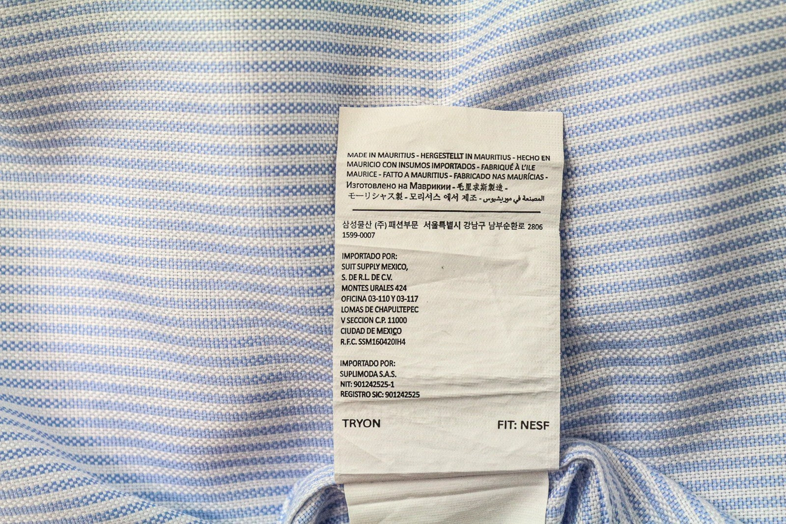 SUITSUPPLY Men Shirt 44L/ 17 1/2L Blue Extra Slim Striped Pure Cotton Try On