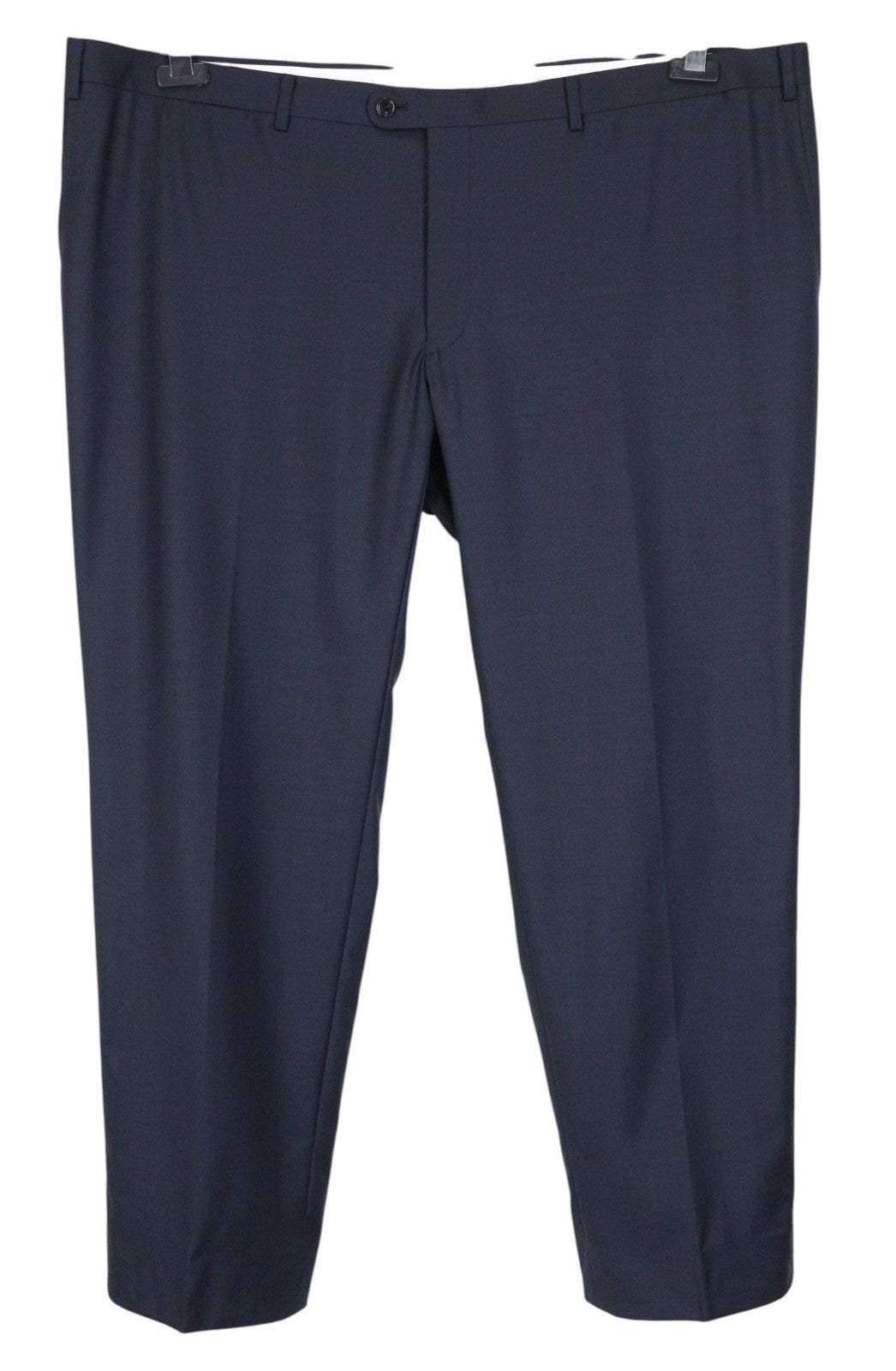 SUITSUPPLY Lazio Men Trousers UK56S Blue Slim Melange Wool Flat-Front Classic