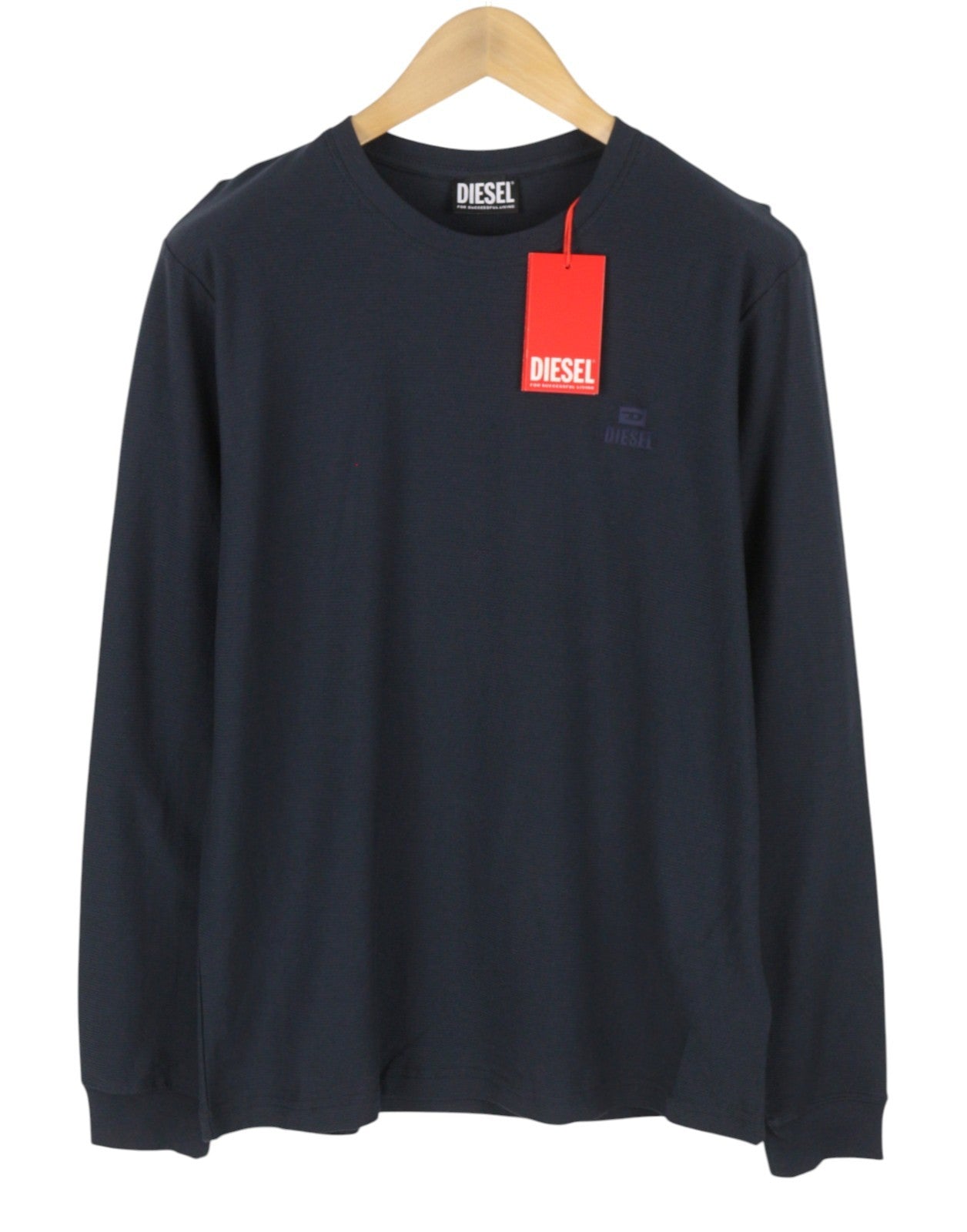 DIESEL T-Diego-Long-A-R-HD-New Men T-Shirt L Dark Blue Crew Neck Pull On