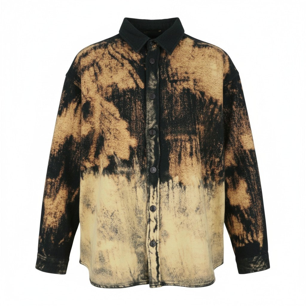 DIESEL S-Jan Men Jacket 52 Black Printed Fleece Thick Overshirt RRP295