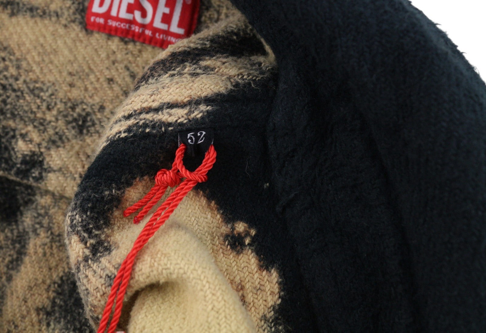 DIESEL S-Jan Men Jacket 52 Black Printed Fleece Thick Overshirt RRP295