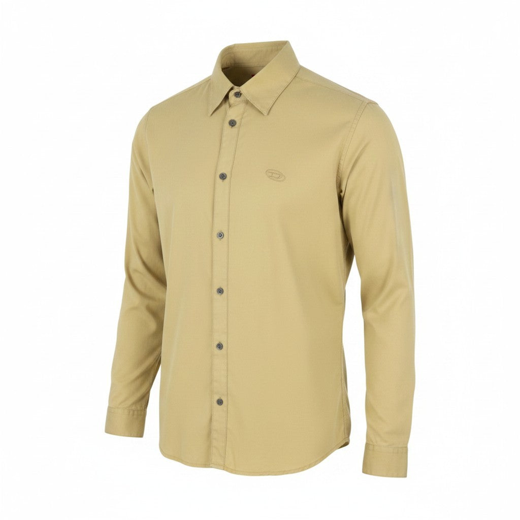 DIESEL S-Simply-C Men Shirt 50 Beige Lyocell Spread Button-Up RRP175
