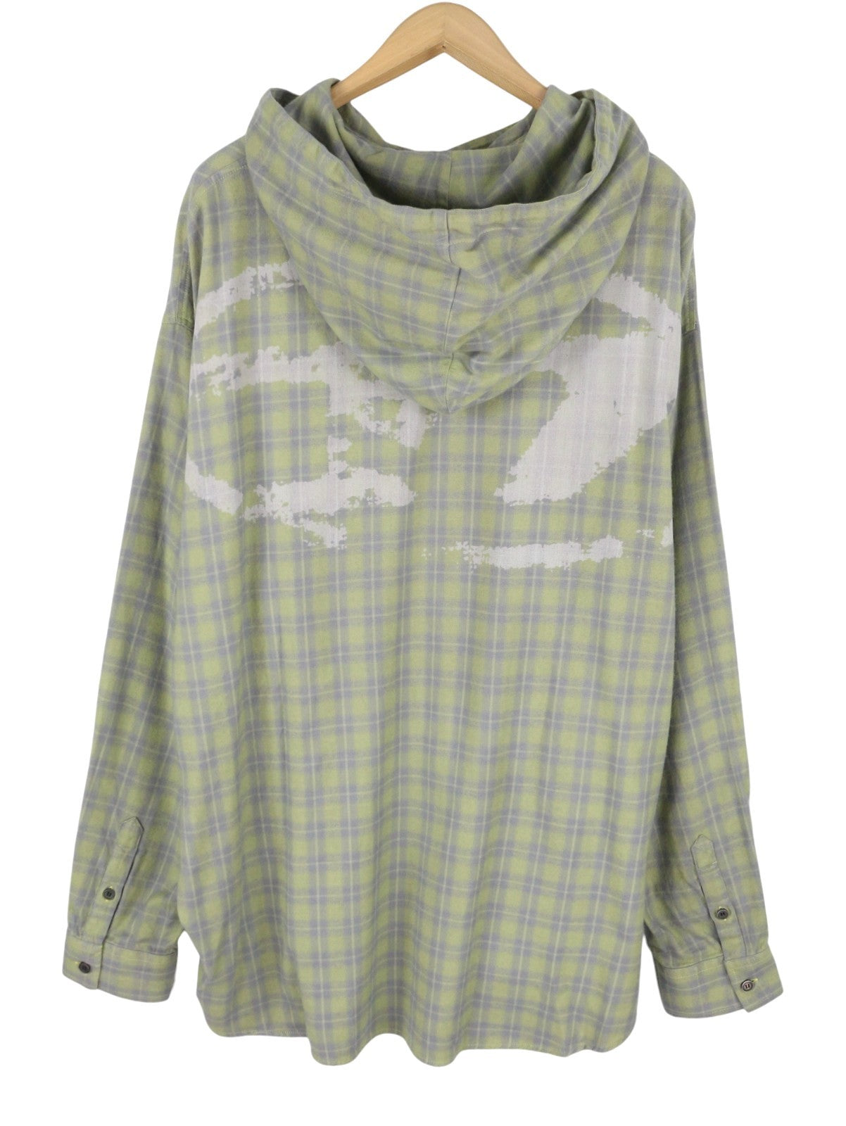 DIESEL S-Dewny-Hood-B Men Shirt 50 Green Plaid Flannel Hooded Overshirt RRP275