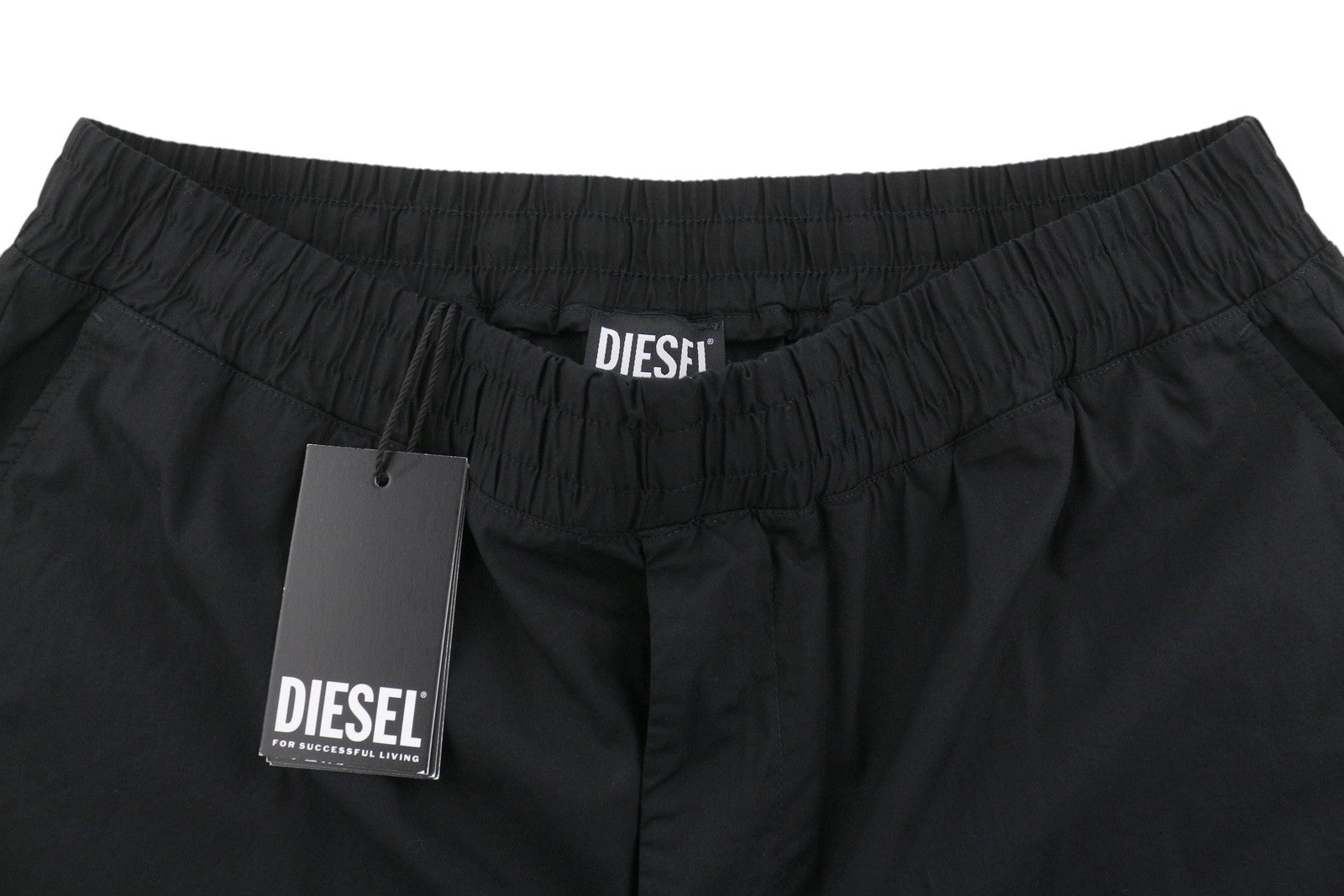 DIESEL P-Fergshort-Plain Men Shorts 54 W36 Black Elastic Drawstring Waist RRP175