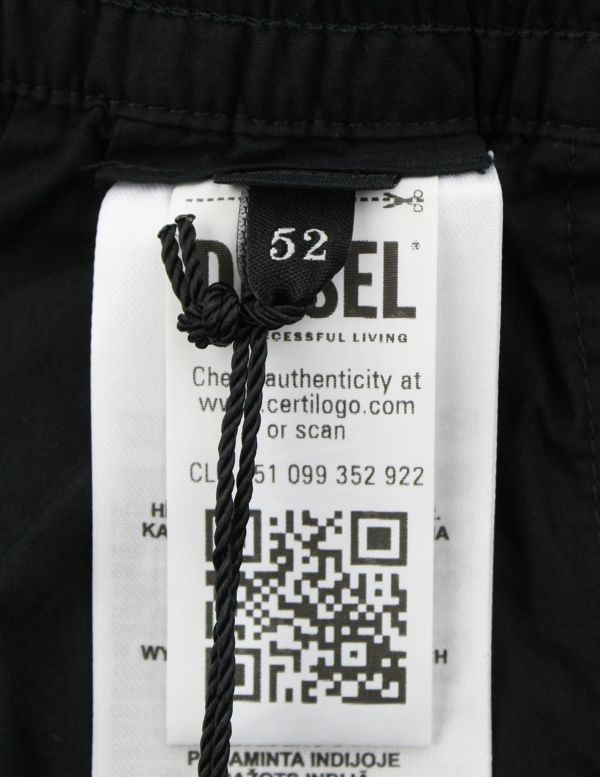 DIESEL P-Ferg-Out-New Men Shorts 52 W35 Black Elastic Drawstring Waist RRP120