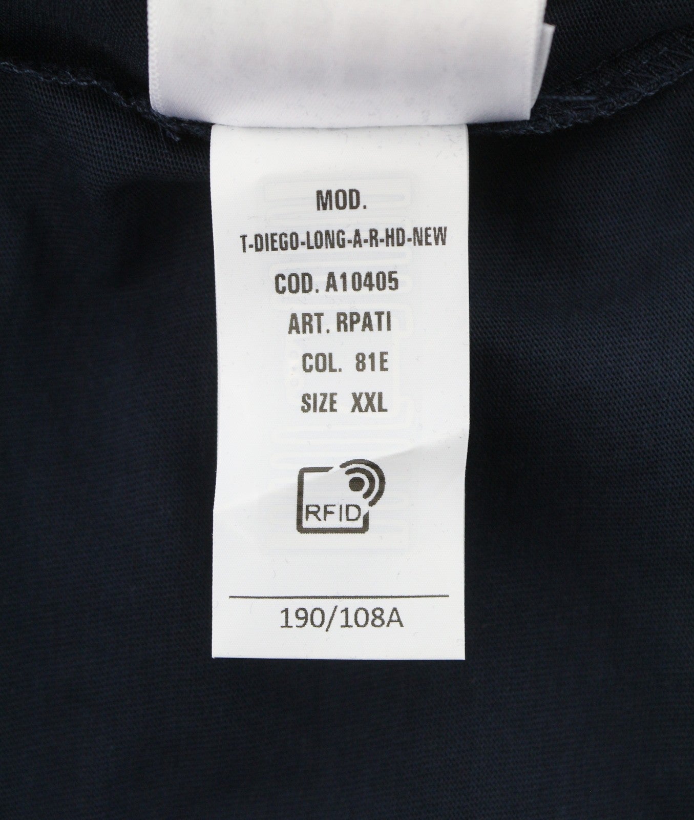 DIESEL T-Diego-Long-A-R-HD Men T-Shirt 2XL Dark Blue Crew Neck Pull On