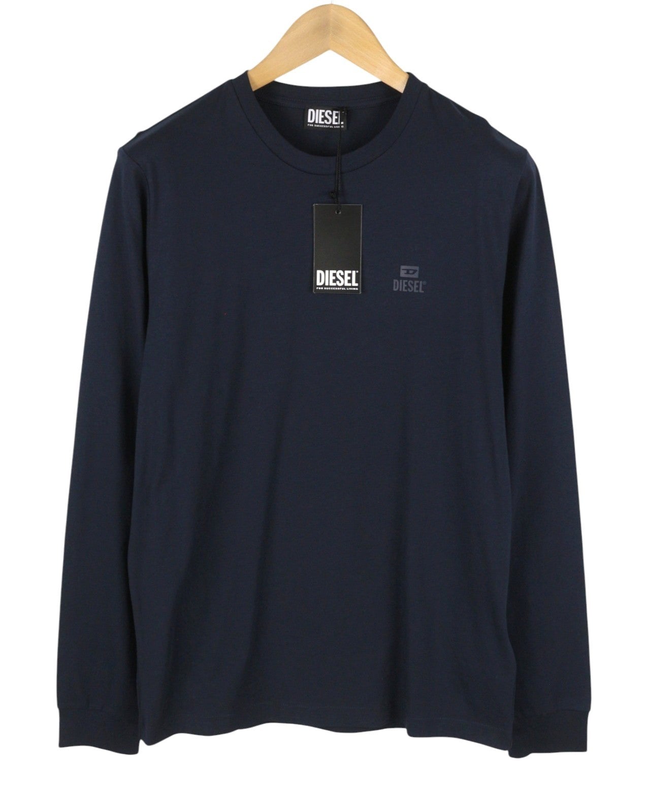 DIESEL T-Diego-Long-A-R-HD Men T-Shirt 2XL Dark Blue Crew Neck Pull On