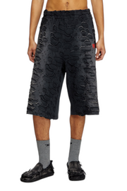 DIESEL P-Echio-R1 Men Shorts M Black Faded Ripped Loose Wide Fit RRP195