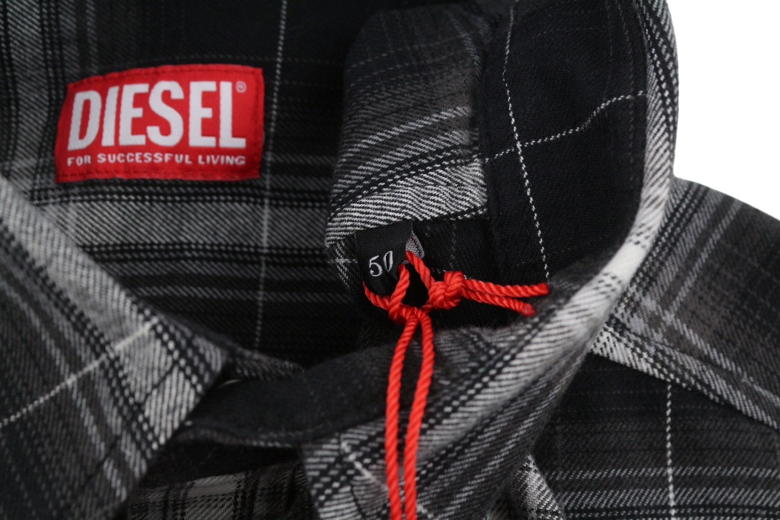 DIESEL S-Simply-A Men Shirt 50 Black Flannel Plaid Thick Overshirt RRP195
