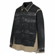 DIESEL S-After-A Men Shirt 52 Black Draped Twill Pockets Imitation RRP295