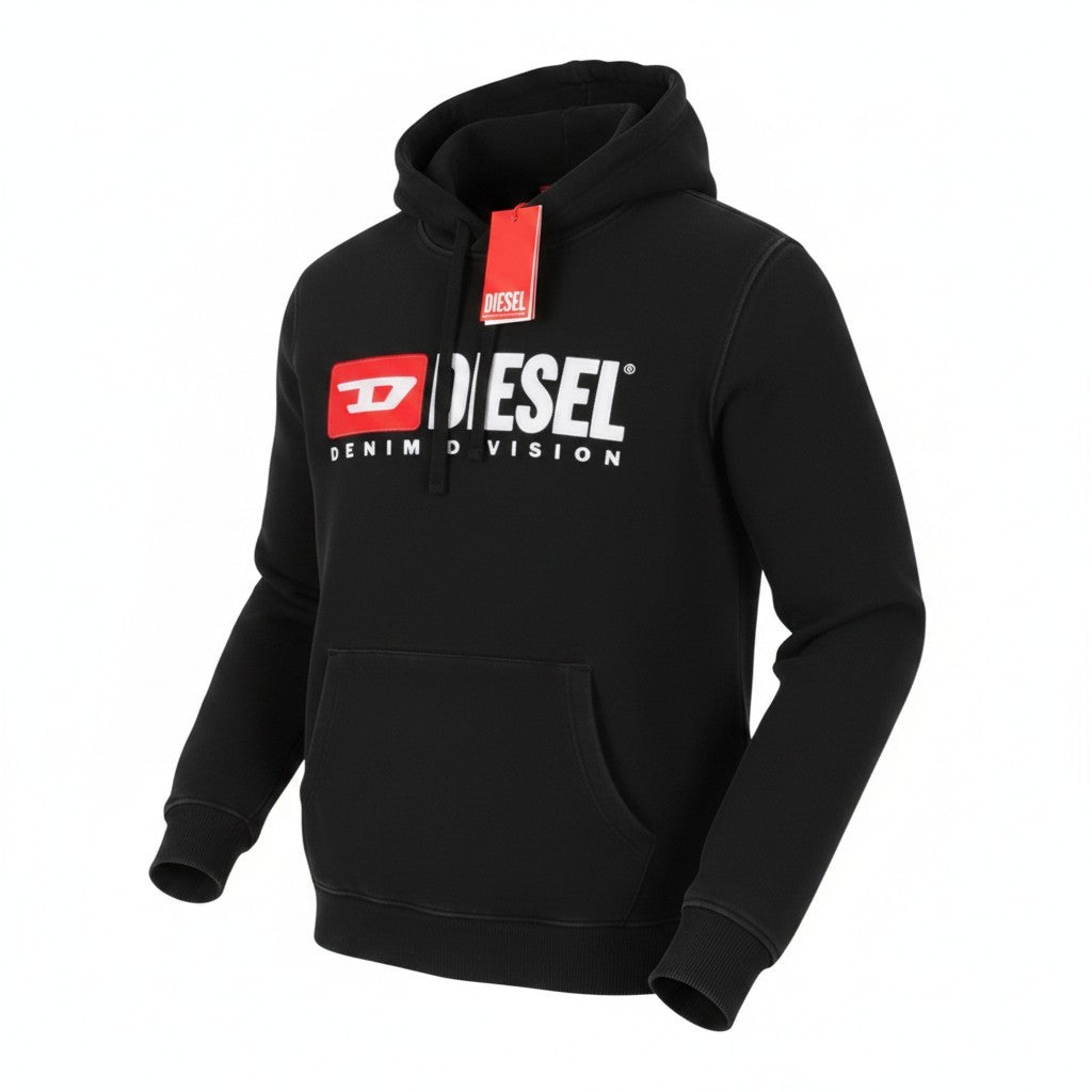 DIESEL S-Ginn-Hood-DIV Men Hoodie 2XL Black Kangaroo Pocket Pull On RRP160