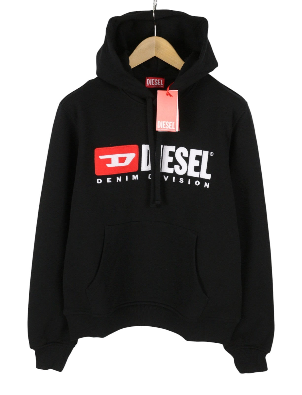 DIESEL S-Ginn-Hood-DIV Men Hoodie 2XL Black Kangaroo Pocket Pull On RRP160