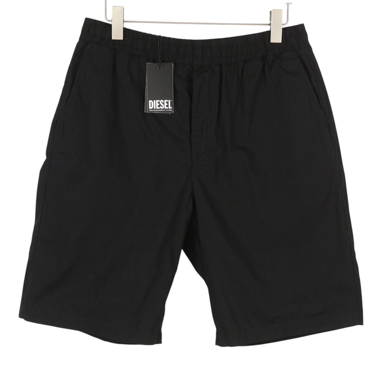 DIESEL P-Fergshort-Plain Men Shorts 52 W34 Black Elastic Drawstring Waist RRP175