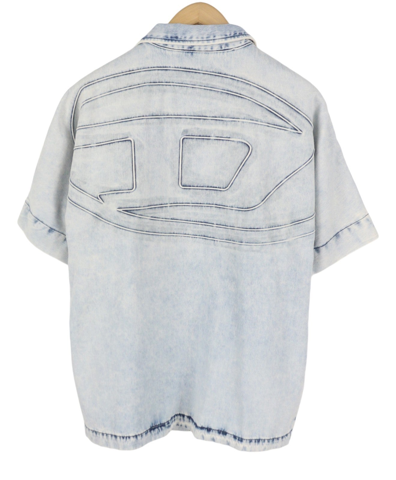 DIESEL D-Nabil-S Men Shirt L Blue Garment Dyed Camp Collar Loose RRP295