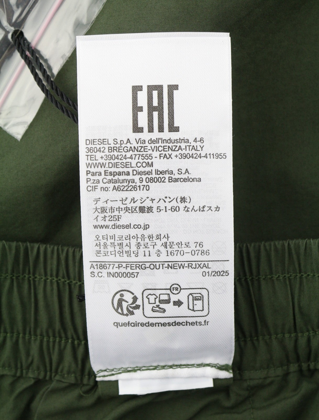 DIESEL P-Ferg-Out-New Men Shorts 54 W36 Khaki Green Elastic Waist RRP120