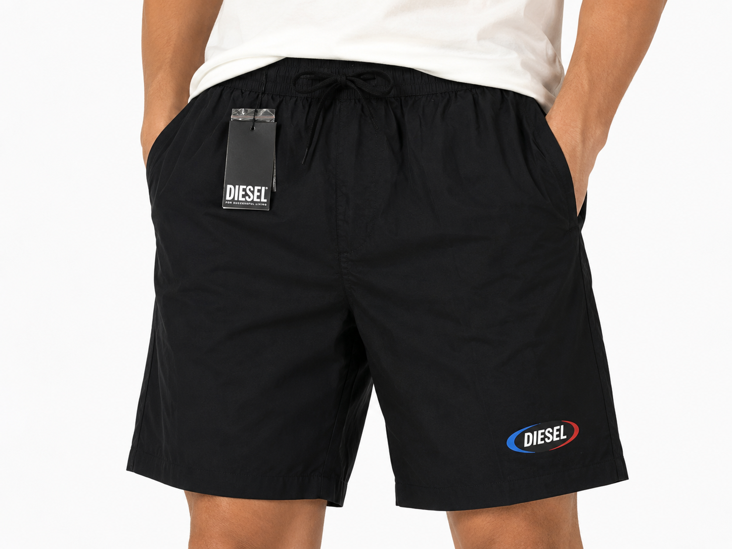 DIESEL P-Ferg-Out-New Men Shorts 54 W37 Black Elastic Drawstring Waist RRP120