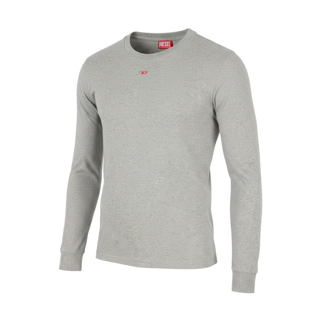 DIESEL T-Just-LS-D Men T-Shirt L Grey Melange Crew Neck Long Sleeve