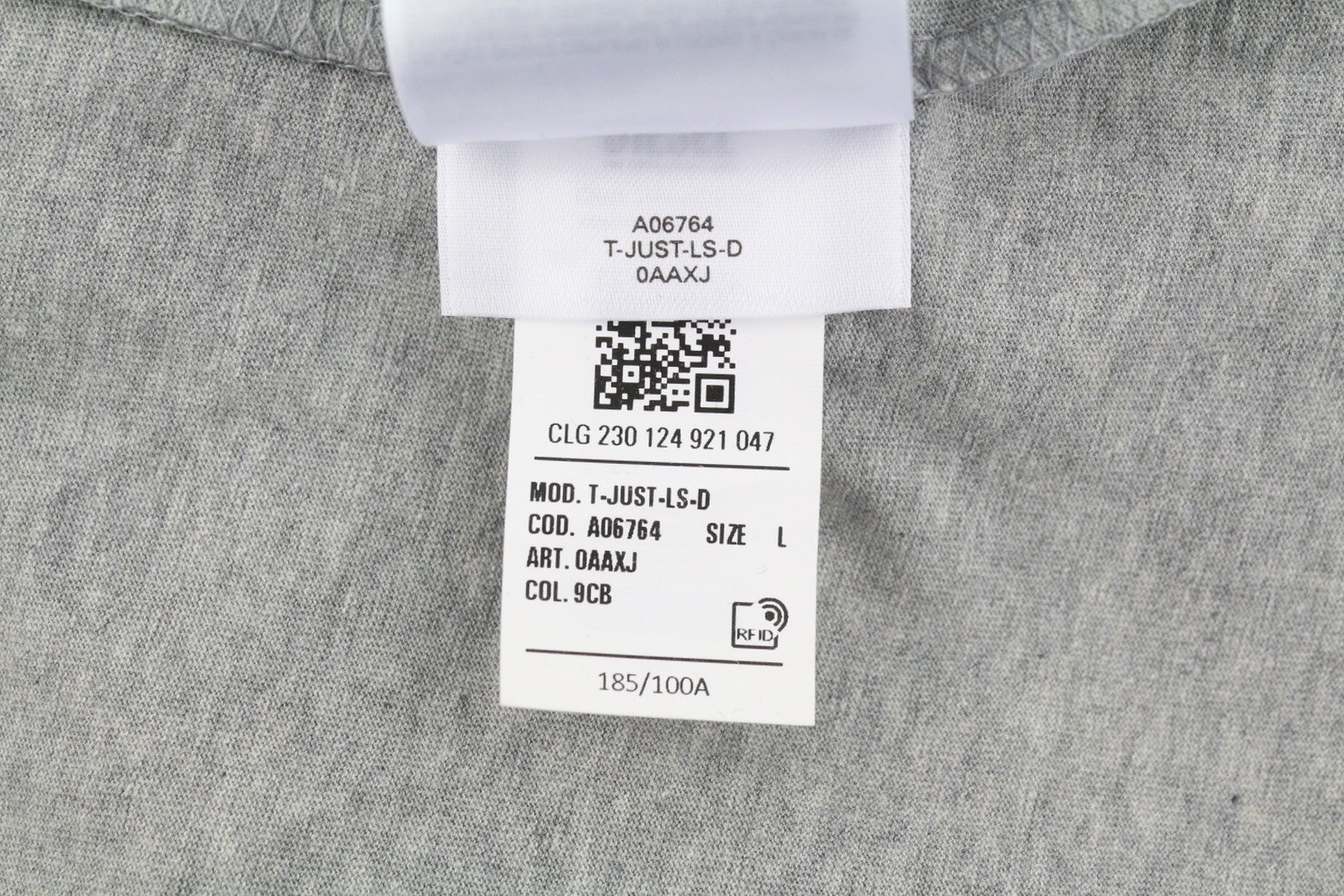 DIESEL T-Just-LS-D Men T-Shirt L Grey Melange Crew Neck Long Sleeve