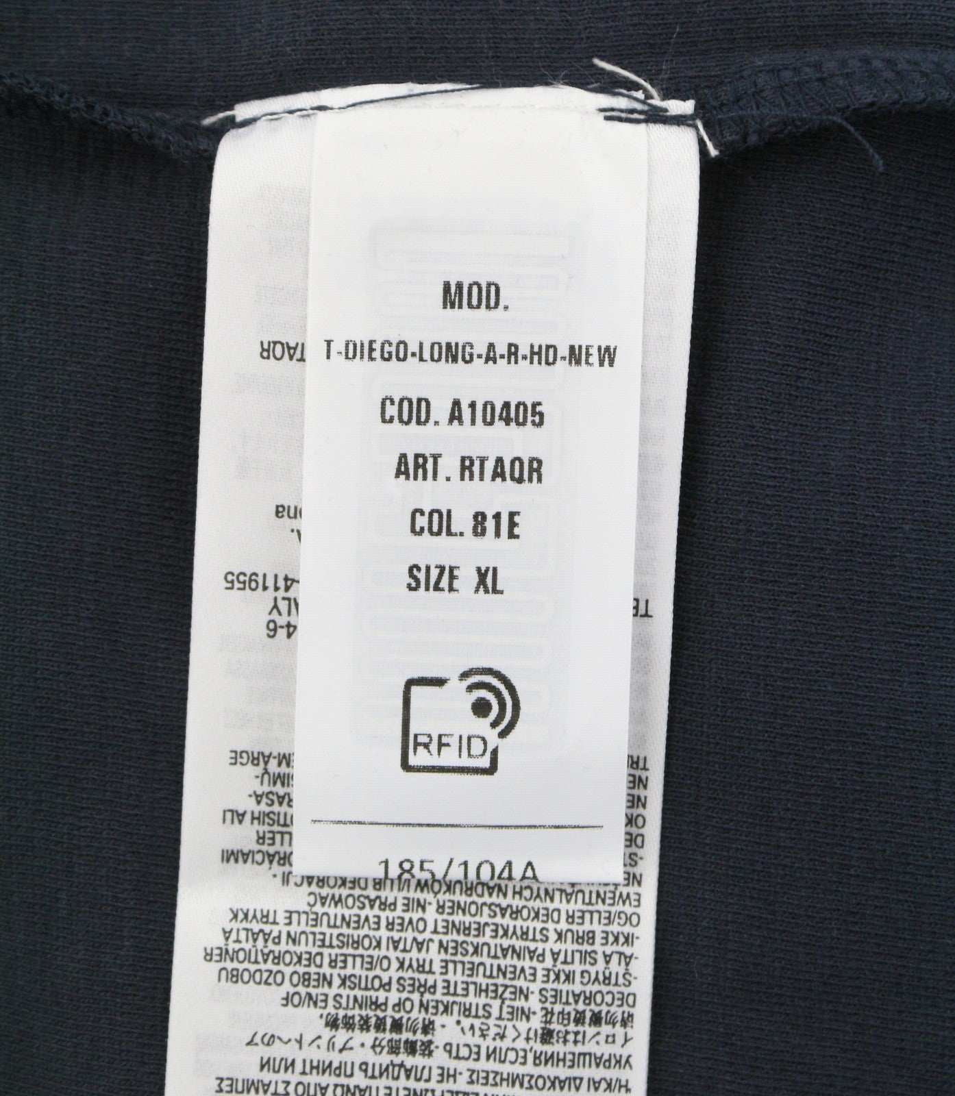 DIESEL T-Diego-Long-A-R-HD-New Men T-Shirt XL Dark Blue Crew Neck Pull On