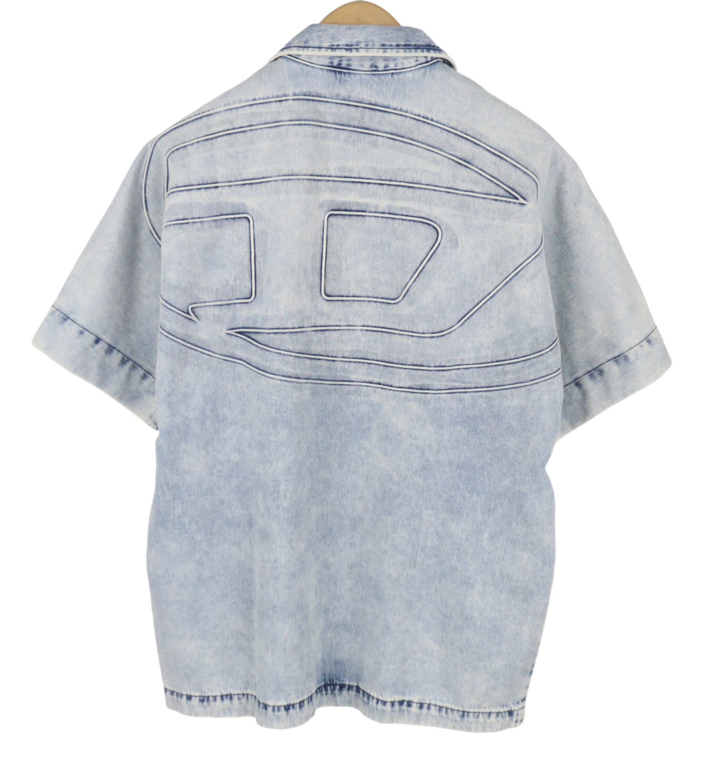 DIESEL D-Nabil-S Men Shirt M Blue Garment Dyed Camp Collar Loose RRP295