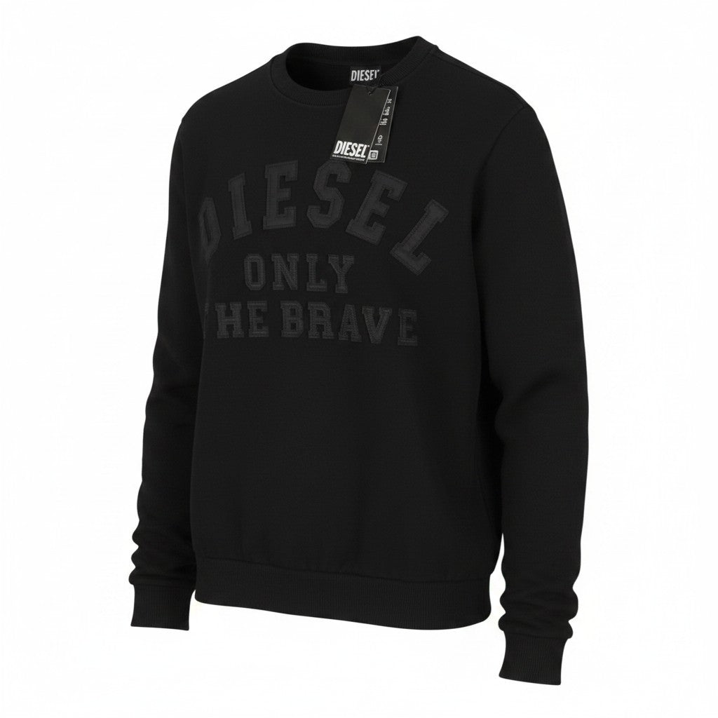 DIESEL S-Gir-Crewneck OTB Men Sweatshirt L Black Cotton Crew Neck Pull On RRP175