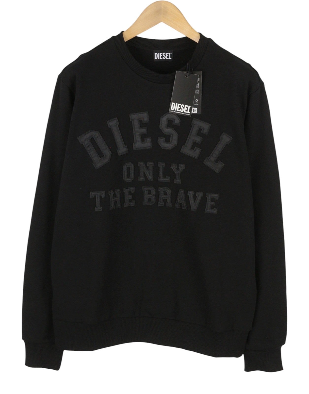 DIESEL S-Gir-Crewneck OTB Men Sweatshirt L Black Cotton Crew Neck Pull On RRP175