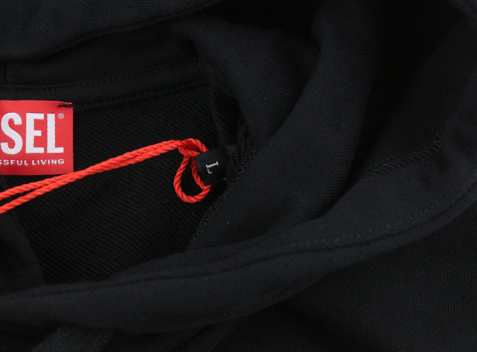 DIESEL S-Ginn-Hood-DIV Men Hoodie L Black Kangaroo Pocket Pull On RRP160