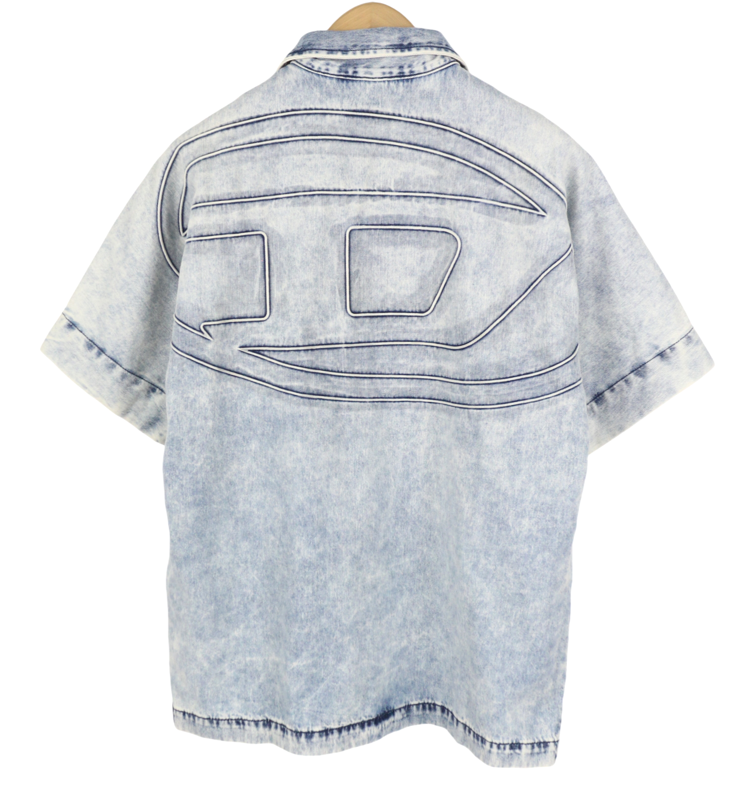 DIESEL D-Nabil-S Men Shirt M Blue Garment Dyed Camp Collar Loose Fit RRP295