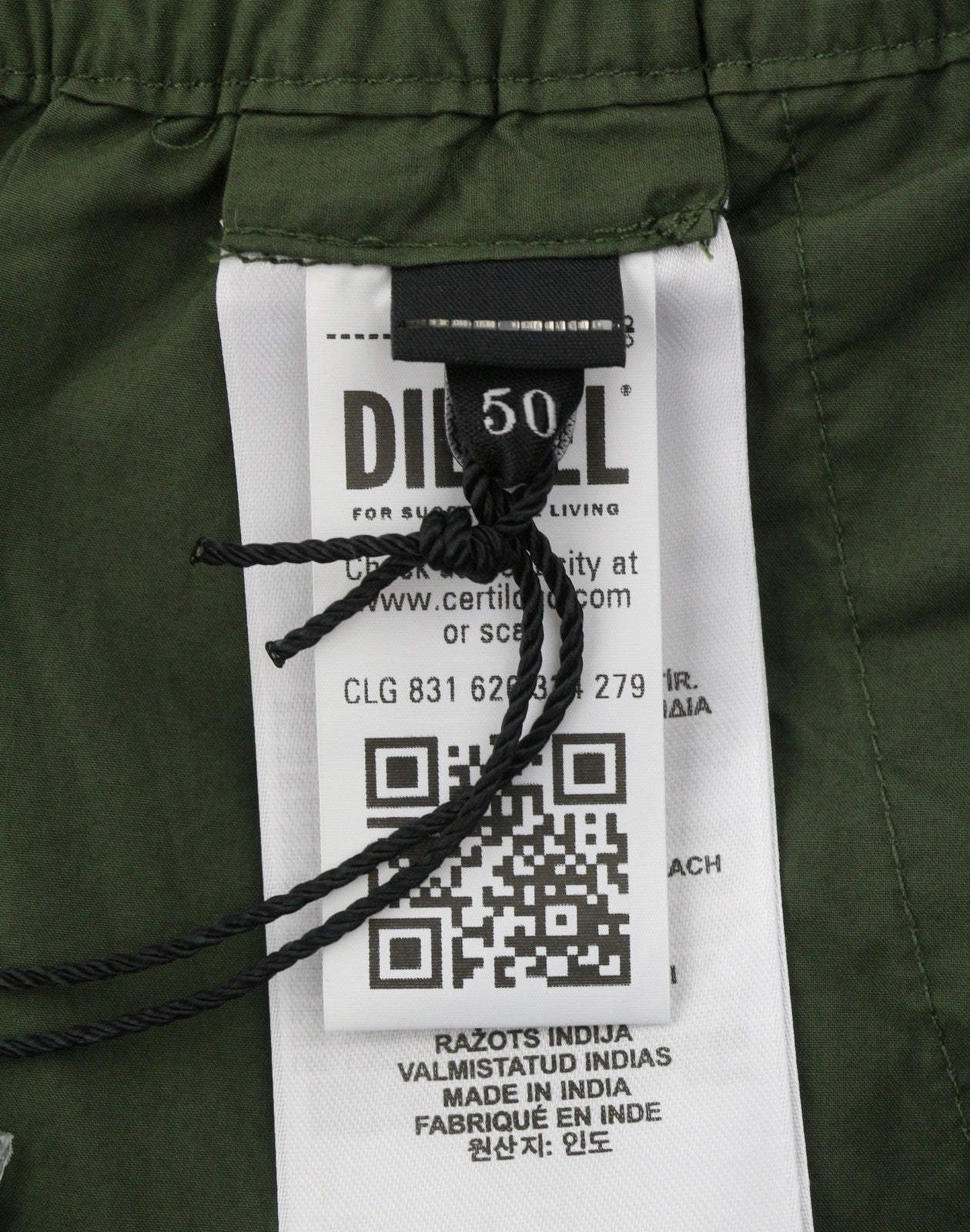 DIESEL P-Ferg-Out-New Men Shorts 50 W33 Khaki Green Elastic Waist RRP120